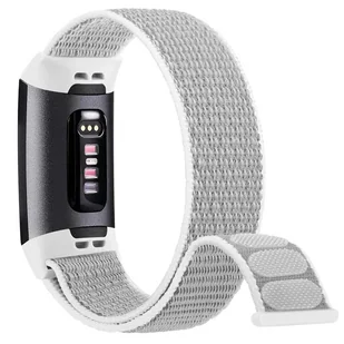 opaska pasek bransoleta NYLON Fitbit CHARGE 5 / 6 biała - Akcesoria do smartwatchy - miniaturka - grafika 1