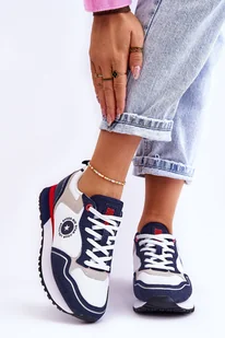 Damskie Sneakersy Memory Foam System Big Star LL274538 Biało-Granatowe-37 - Sneakersy damskie - miniaturka - grafika 1