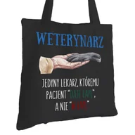 Torby i wózki na zakupy - Torba Bawełniana dla Weterynarza Czarna Prezent ekologiczna Trwały Nadruk - miniaturka - grafika 1
