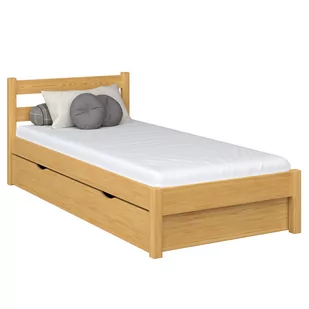 Drewniane łóżko pojedyncze z szufladą N01 sosna naturalna 90x190 - Łóżka - miniaturka - grafika 1