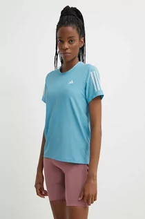 Koszulki sportowe damskie - adidas Performance t-shirt do biegania Own the Run kolor niebieski IN1597 - grafika 1