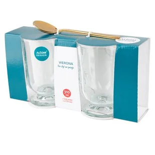 Komplet 2 kubków na stopce Werona 310 ml ze złotymi łyżeczkami - Łyżeczki - miniaturka - grafika 1