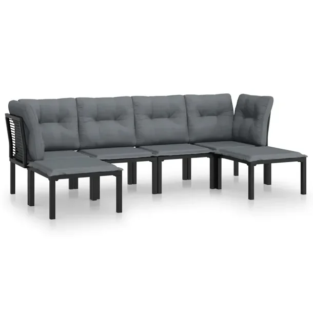 Modny zestaw wypoczynkowy do ogrodu, czarny, rattan PE, 62 x 62 x 68 cm
