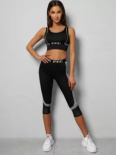 Komplet sportowy dwuczęściowy damski czarny OZONEE O/XL013/1 - Ozonee - Dresy damskie - miniaturka - grafika 1