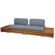 Meble ogrodowe - Zestaw ogrodowy HWC-L28, zestaw wypoczynkowy, fotel wypoczynkowy, sofa, drewno akacjowe MVG ~ tapicerka ciemnoszara - miniaturka - grafika 1