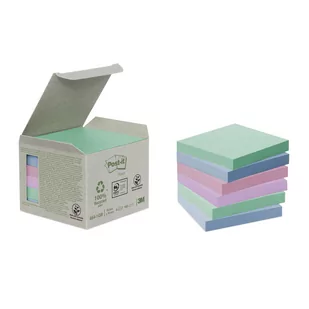 3M Post-It Ekologiczne karteczki samoprzylepne Post-it_ z certyfikatem PEFC Recycled Pastelowe 76x76mm 6 bloczków po 100 kartecz - Etykiety samoprzylepne i bloki etykiet - miniaturka - grafika 1
