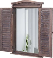 Lustra - Lustro ścienne Lustro łazienkowe Lustro łazienkowe okno z okiennicami, 71x46x5cm ~ shabby brown - miniaturka - grafika 1