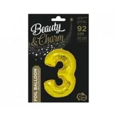 Balony i akcesoria - GoDan Balon foliowy cyfra 3, 34", złota FG-C85Z3 - miniaturka - grafika 1