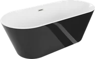 Wanny - Mexen Flavia wanna wolnostojąca 160 x 75 cm, biała/czarna, przelew nikiel szczotkowany - 54031608075-97 - miniaturka - grafika 1