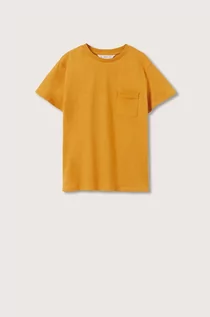 Koszulki i topy damskie - Mango Kids t-shirt bawełniany Basic2 kolor żółty gładki - grafika 1