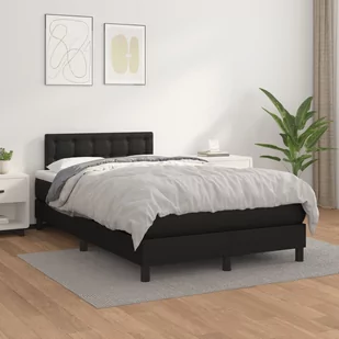 Lumarko Łóżko kontynentalne z materacem, czarne, ekoskóra 120x200 cm - Łóżka - miniaturka - grafika 1