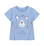 Bluzki dla niemowląt - T-shirt dla dziecka do 2 lat, z misiem i napisem Chcę na rączki, błękitny - miniaturka - grafika 1