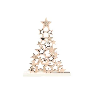 Figurka drewniana choinka z brokatem 30,5 x 36 x 5 cm złota - Ozdoby bożonarodzeniowe - miniaturka - grafika 1