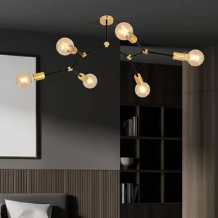 Emibig CODE 6 BLACK 1136/6 lampa sufitowa czarna złote elementy 1136/6 - Lampy sufitowe - miniaturka - grafika 4