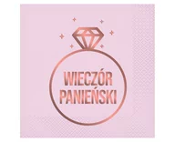 Folia, papier śniadaniowy, serwetki - Serwetki Wieczór Panieński różowe 33x33cm 20szt. - Godan - miniaturka - grafika 1