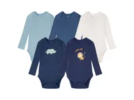 Body dla niemowląt - lupilu® Body niemowlęce z biobawełny, 5 sztuk (50/56, Granatowy/ niebieski/ jasnoniebieski/ biały) - miniaturka - grafika 1