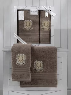 Ręcznik bawełniany frotte PAMES/3663/milky brown 50x90+70x140 kpl. R.3663 MILKY BROWN - Ręczniki - miniaturka - grafika 1