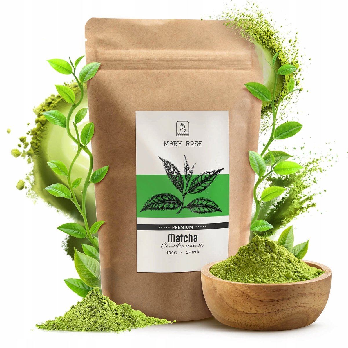 MATCHA CHINSKA PREMIUM MARY ROSE SPROSZKOWANA ZIELONA HERBATA 100G