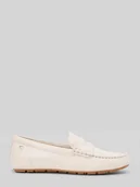 Półbuty damskie - Mokasyny ze skóry welurowej - miniaturka - grafika 1