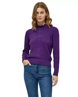 Swetry damskie - Peppercorn Damski sweter z falbanką Tana, Imperialna purpurowa, L - grafika 1