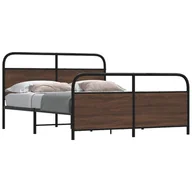 Łóżka - Metalowa rama łóżka, bez materaca, brązowy dąb, 150x200 cm Lumarko! - miniaturka - grafika 1