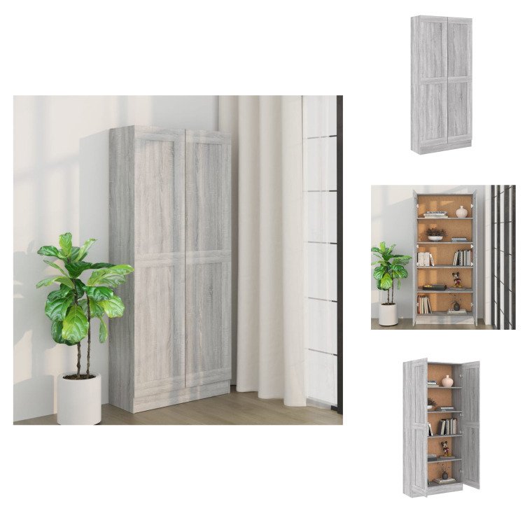 vidaXL Szafka łazienkowa szara Sonoma 82,5x30,5x185,5 cm Materiał drewnopochodny - Regały i półki na książki