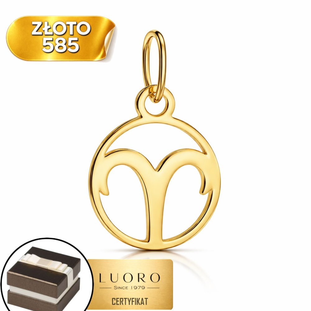 ZAWIESZKA ZŁOTA 585 14K ZNAK ZODIAKU BARAN 20 MM ELEGANCKA ŻÓŁTE ZŁOTO