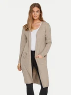 Swetry damskie - Vero Moda Kardigan 10215434 Beżowy Regular Fit - miniaturka - grafika 1
