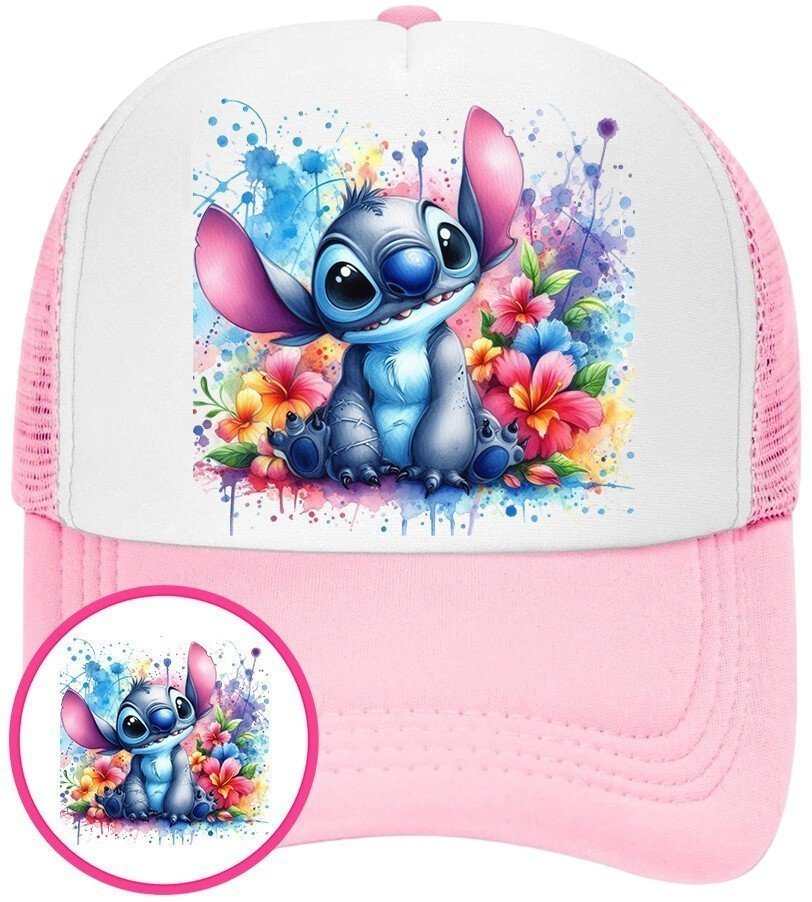 Czapka z Daszkiem Lilo i Stich Różowa z Nadrukiem Na Lato Siatka Bejsbolówka