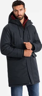 Kurtka męska Ombre Klasyczna długa męska kurtka typu parka czarna V6 OM-JALJ-0166 S - Kurtki męskie - miniaturka - grafika 1