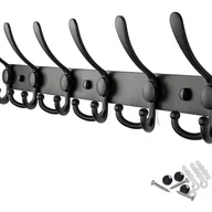 Wieszaki łazienkowe - Wieszak ścienny ze stali nierdzewnej, solidny wieszak na ubrania, wieszak na ręczniki (6 haczyków, czarny) - miniaturka - grafika 1