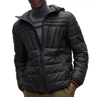 BOSS Męska kurtka pikowana Olipsis z kapturem i kieszenią na zamek błyskawiczny na piersi, czarny, 50 - Kurtki męskie - miniaturka - grafika 1