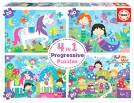 Puzzle - Educa Puzzle Puzzle 4 in a box fantasy friends 20-40-60-80 Puzzle 3D 80-18905 - miniaturka - grafika 1