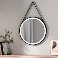 Lustra - EMKE Lusterko łazienkowe z oświetleniem, lustro łazienkowe LED okrągłe my-booster: 60 cm z przełącznikiem dotykowym białe światło 6500K ramka czarna - miniaturka - grafika 1