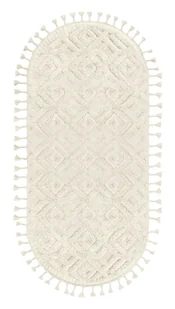 Dywan z frędzlami owalny Malmo biały 60 x 120 cm - Dywany - miniaturka - grafika 1