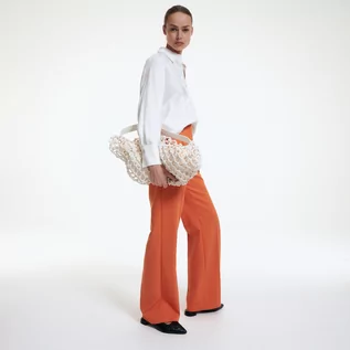 Spodnie damskie - Reserved Spodnie z kantem - Pomarańczowy - grafika 1