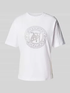 T-shirt z detalami z logo model ‘Teggi’ - Koszulki i topy damskie - miniaturka - grafika 1