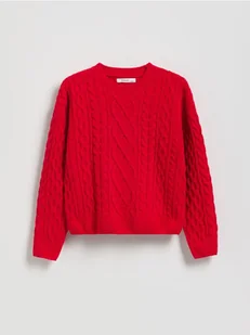 Reserved - Strukturalny sweter - czerwony - Swetry dla dziewczynek - miniaturka - grafika 1