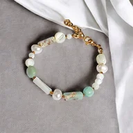 Bransoletki - Bransoletka wakacyjna : perły , muszla, amazonit, jaspis cesarski :: light - miniaturka - grafika 1