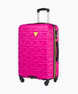 Walizki - PUCCINI Średnia różowa walizka z kontrastowym wykończeniem - miniaturka - grafika 1