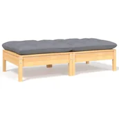 Sofy ogrodowe - shumee 2 osobowa sofa ogrodowa z szarymi poduszkami drewno sosnowe - miniaturka - grafika 1