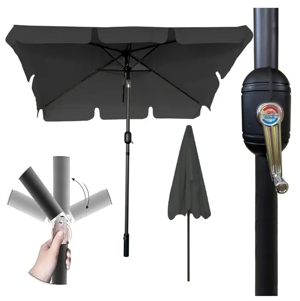 Parasol ogrodowy składany solidny z falbaną duży mocny 125x200 cm BALKONOWY