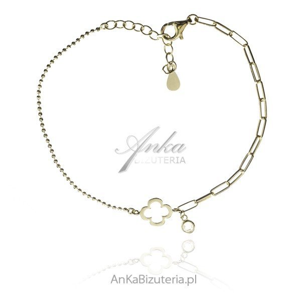 ankabizuteria.pl Bransoletka srebrna pozłacana z dwoma łańcuszkami i