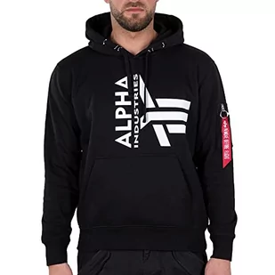 ALPHA INDUSTRIES Męska bluza z kapturem z logo Pół, czarny, XXL - Bluzy męskie - miniaturka - grafika 1