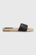 Klapki i japonki damskie - Tommy Hilfiger klapki skórzane SIMPLE LEATHER FLAT ESP SANDAL damskie kolor czarny FW0FW07933 - miniaturka - grafika 1