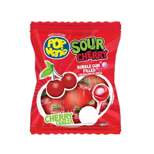 LIZAKI POP MANIA SOUR CHERY Z GUMĄ BALONOWĄ 100SZT - Gumy do żucia, lizaki, dropsy - miniaturka - grafika 1