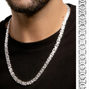 ŁAŃCUSZEK SREBRNY MĘSKI RODOWANY 55cm SPLOT KRÓLEWSKI PŁASKI 7mm SREBRO 925 - Łańcuszki - miniaturka - grafika 1
