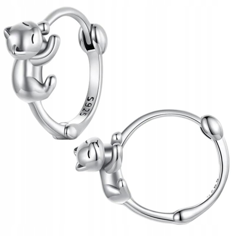 Kolczyki Srebrne Kolczyki Dla Dziewczynki Kotek Srebro 925 Kolczyki Trusky