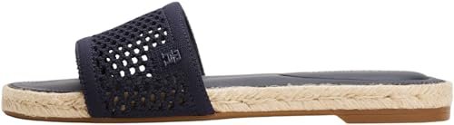 Tommy Hilfiger Damskie płaskie sandały z dzianiny Espadryle Fw0fw08744, Niebieski kosmiczny niebieski, 41 EU