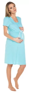 Piżamy ciążowe - Italian Fashion, Radość, Koszula nocna dla matek karmiących, krótki rękaw, rozmiar XL, Turkusowy - grafika 1